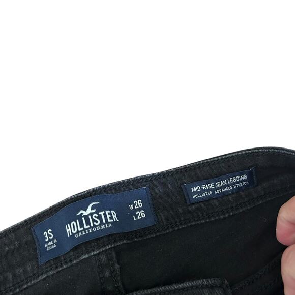Hollister Black Mid Rise Jean Legging Jeans Sz 26 - Picture 2 of 5